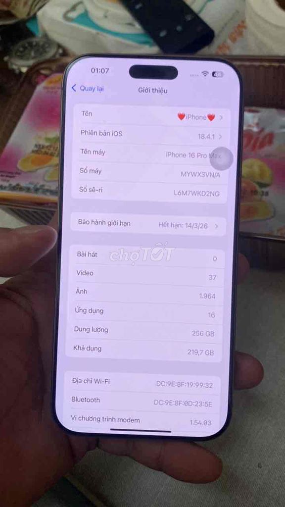 Apple iPhone 16 Pro Max 256GB Vàng. Mua bán Điện thoại tại Huyện Bình Chánh Tp Hồ Chí Minh được đăng bởi câm đô Minh thiệu  hình 1