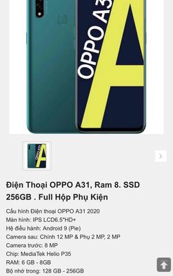 BÁN ĐIỆN THOẠI OPPO A31 ,MỚI, RAM 8GB - 256GB !