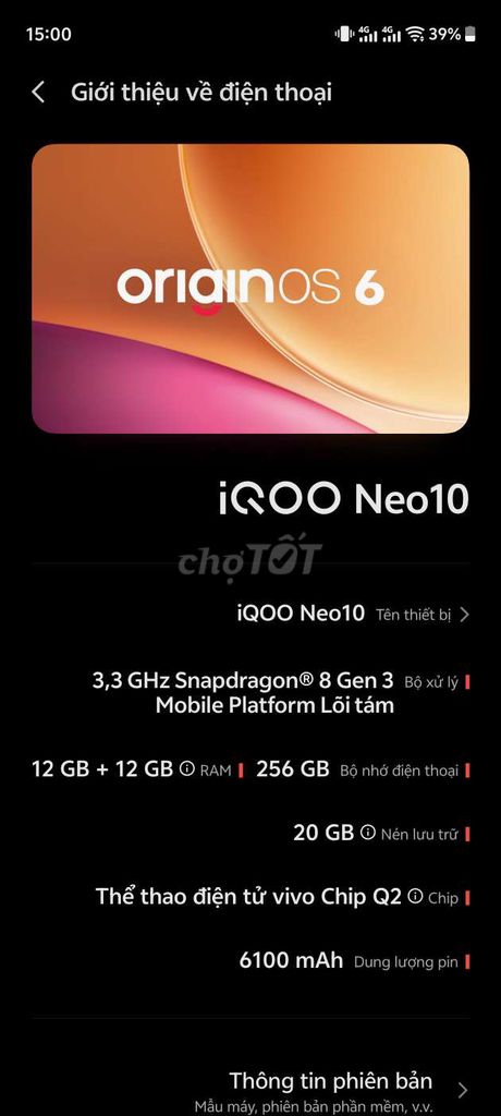 iQOO Neo 10 Trắng 12GB/256GB. Mua bán Điện thoại tại Thành phố Thủ Đức Tp Hồ Chí Minh được đăng bởi Quốc Trọng hình 1