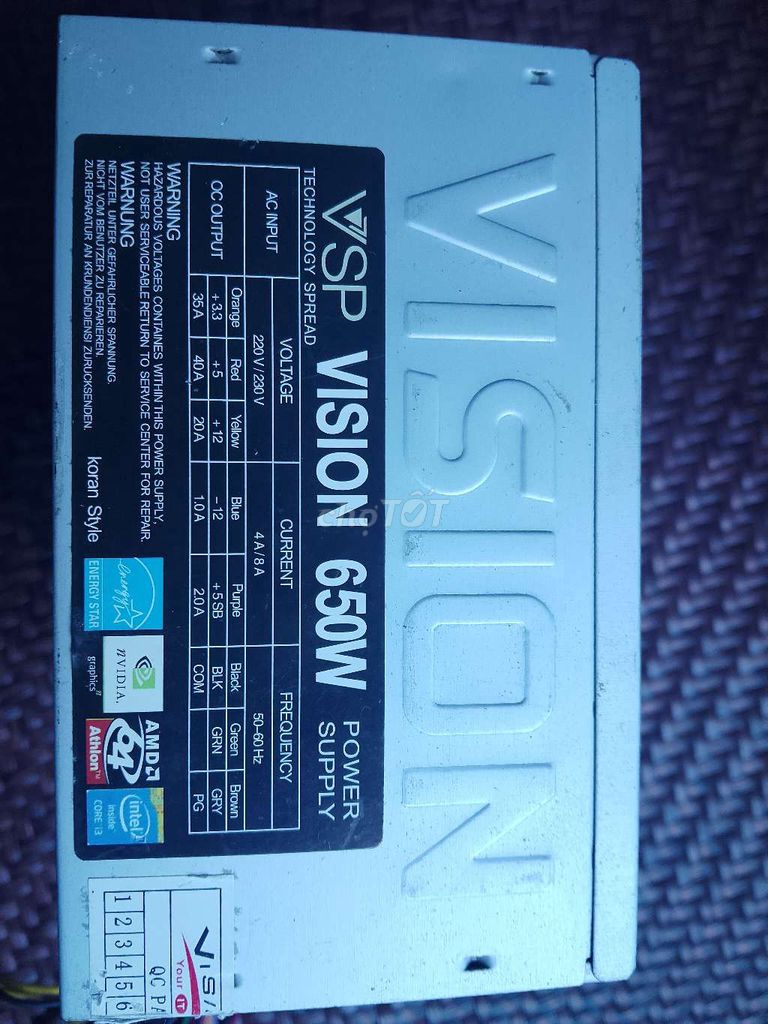 Nguồn máy tính VSP Vision 650W Xám. Mua bán Linh kiện (RAM, Card...) tại Huyện Hoa Lư Ninh Bình được đăng bởi Trần Nguyễn Nhất Minh hình 1