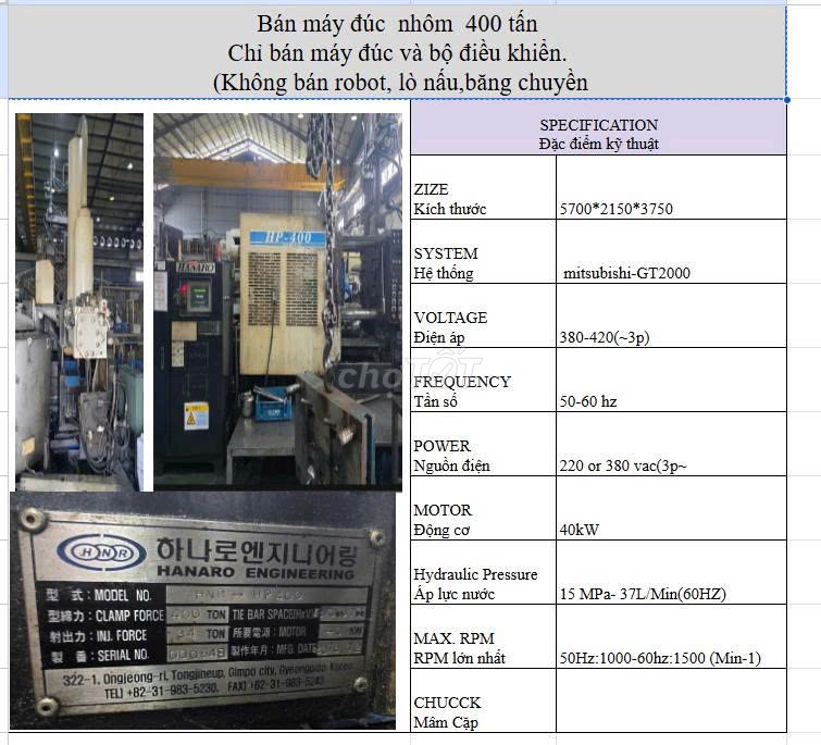 Máy đúc nhôm HANARO HP-400. Mua bán Đồ dùng văn phòng tại Huyện Long Thành Đồng Nai được đăng bởi Tong Thi Anh hình 1