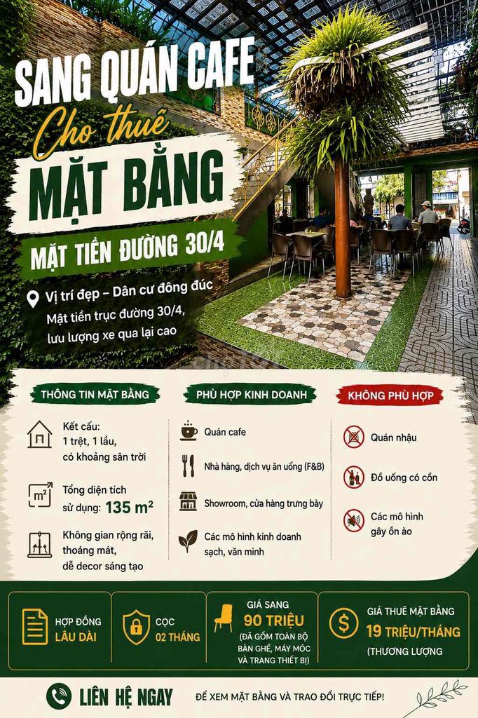 Cho thuê mặt bằng kinh doanh F&B