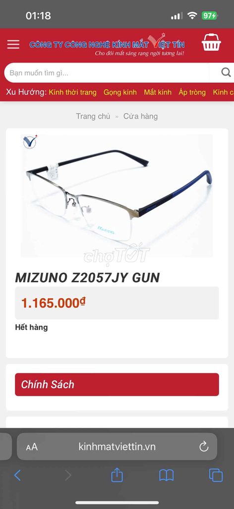 Bán gọng kính Mizuno Z2057JY BLK chính hãng
