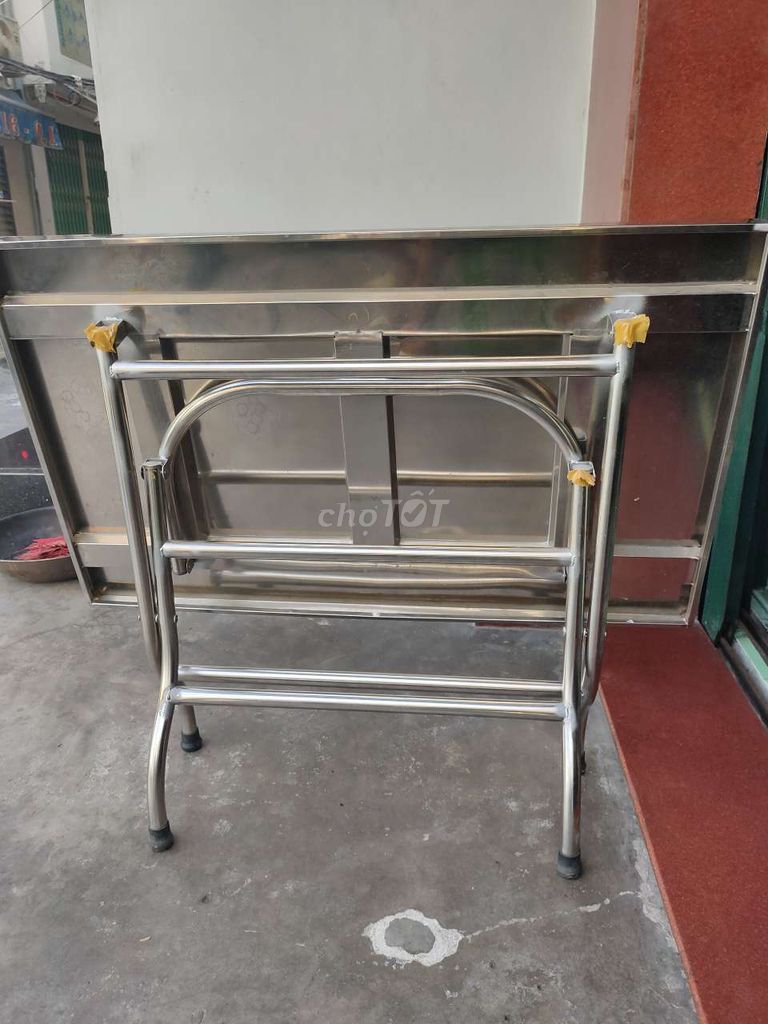 bàn inox xếp gọn 120 x 70 x  cao 75 cm