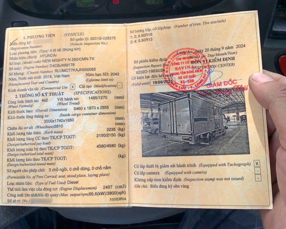 xe tải Huyndai N250 -2018 thùng inox 3m5 tải 2t150. Mua bán Xe tải, xe ben tại Thành phố Thủ Đức Tp Hồ Chí Minh được đăng bởi Mã Toàn Mỹ hình 7
