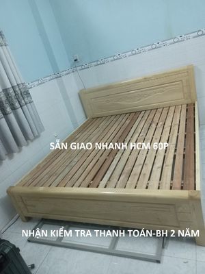 Giường gỗ sồi 1m2->1m8x2m ráp nhanh HCM BD 60P