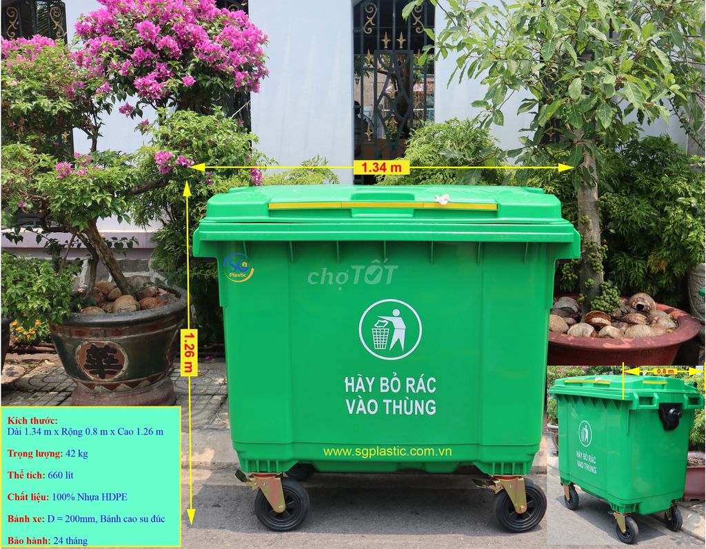 Thùng rác nhựa 660L