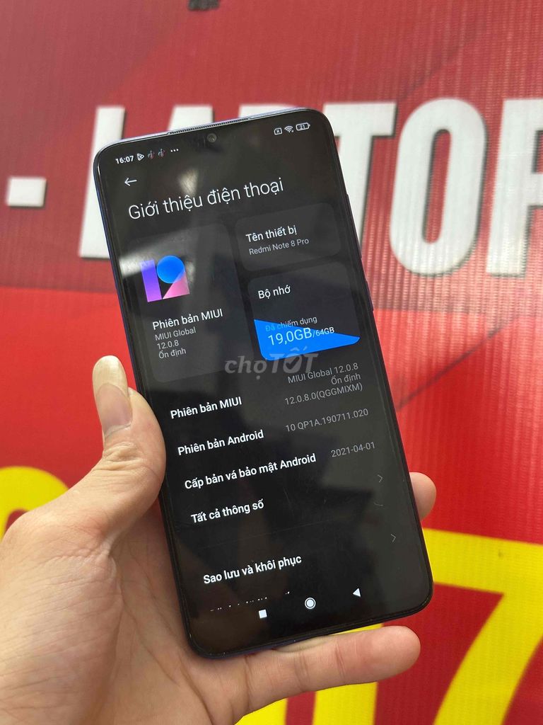Xiaomi Redmi Note 8 Pro 6GB/64GB Xanh. Mua bán Điện thoại tại Quận Đống Đa Hà Nội được đăng bởi HQ Computer Chùa Láng hình 1