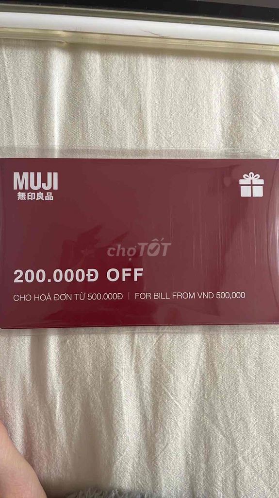 MUJI Voucher 200.000 VNĐ. Mua bán Sở thích khác tại Quận Thanh Khê Đà Nẵng được đăng bởi Nguyễn thị thu thanh hình 1