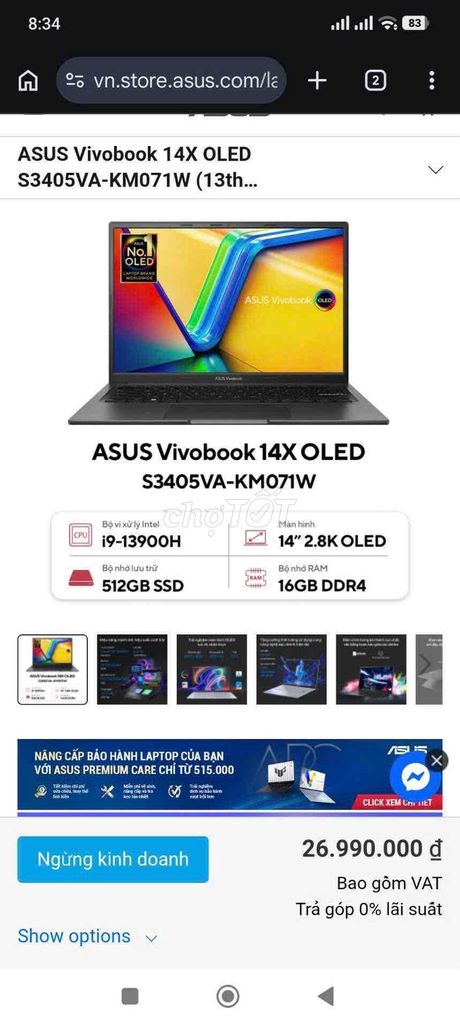Asus I9-13900h 16/512GB màn 2.8k OLED siêu đẹp. Mua bán Laptop tại Quận Kiến An Hải Phòng được đăng bởi Dương Văn Quang hình 1