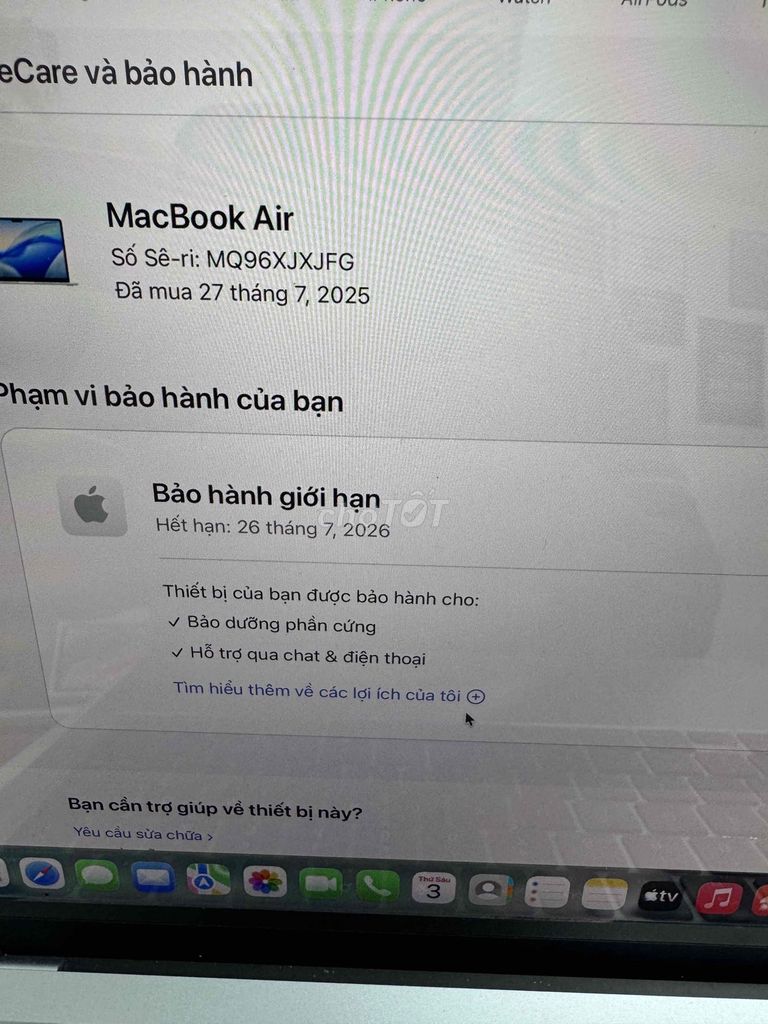 Macbook Air M4 16/256 fullbox chính hãng. Mua bán Laptop tại Quận Đống Đa Hà Nội được đăng bởi Lê Khuyến hình 1