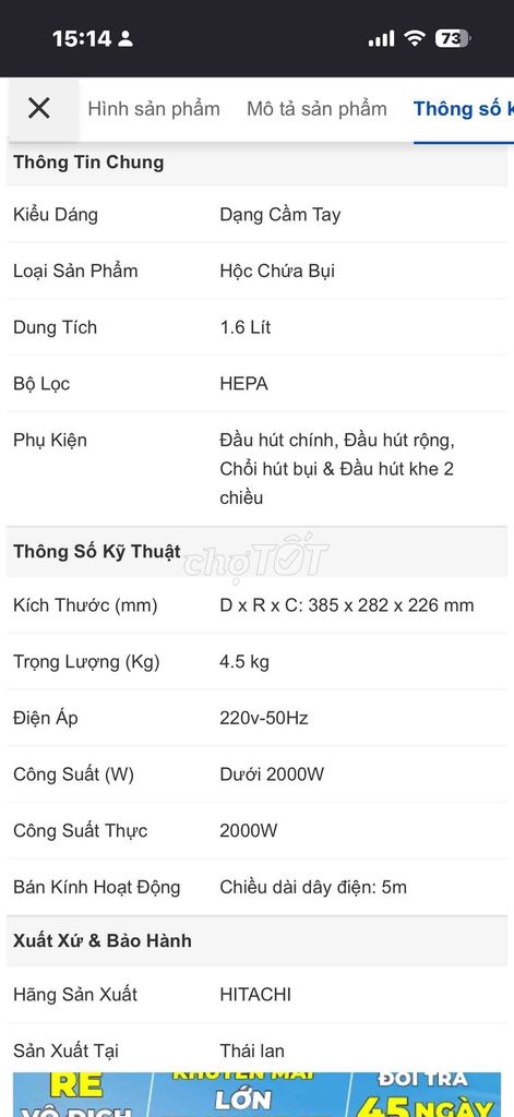 Máy hút bụi Hitachi CV-SF20V Đỏ tươi. Mua bán Thiết bị vệ sinh, nhà tắm tại Huyện Nhà Bè Tp Hồ Chí Minh được đăng bởi PHUI PHUI LỮ hình 1