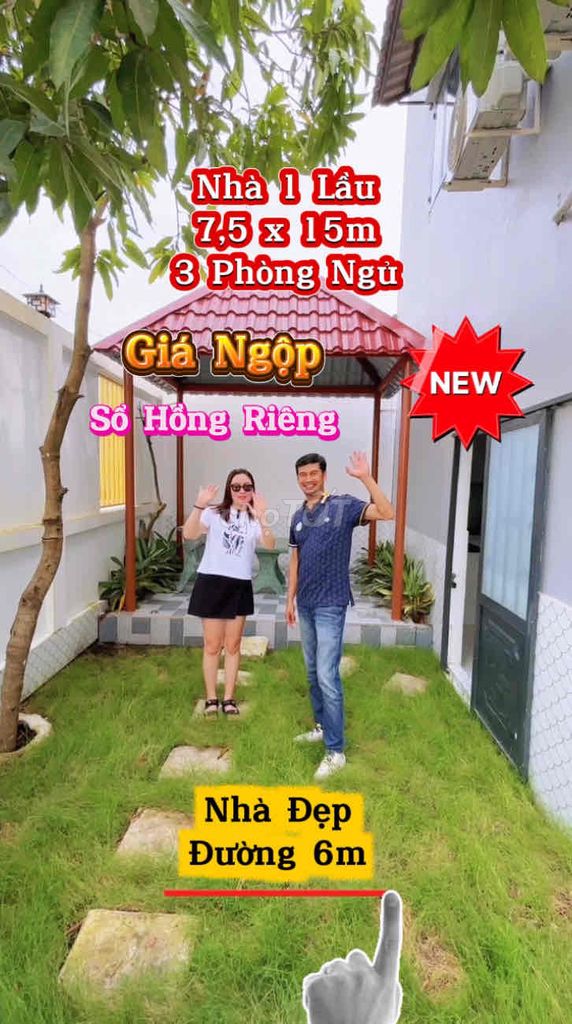 Nhà Mới 1 Lầu 7,5 x 15m Ngay Ngã Ba Tân Kim Đường 6m. Sổ Hồng Riêng