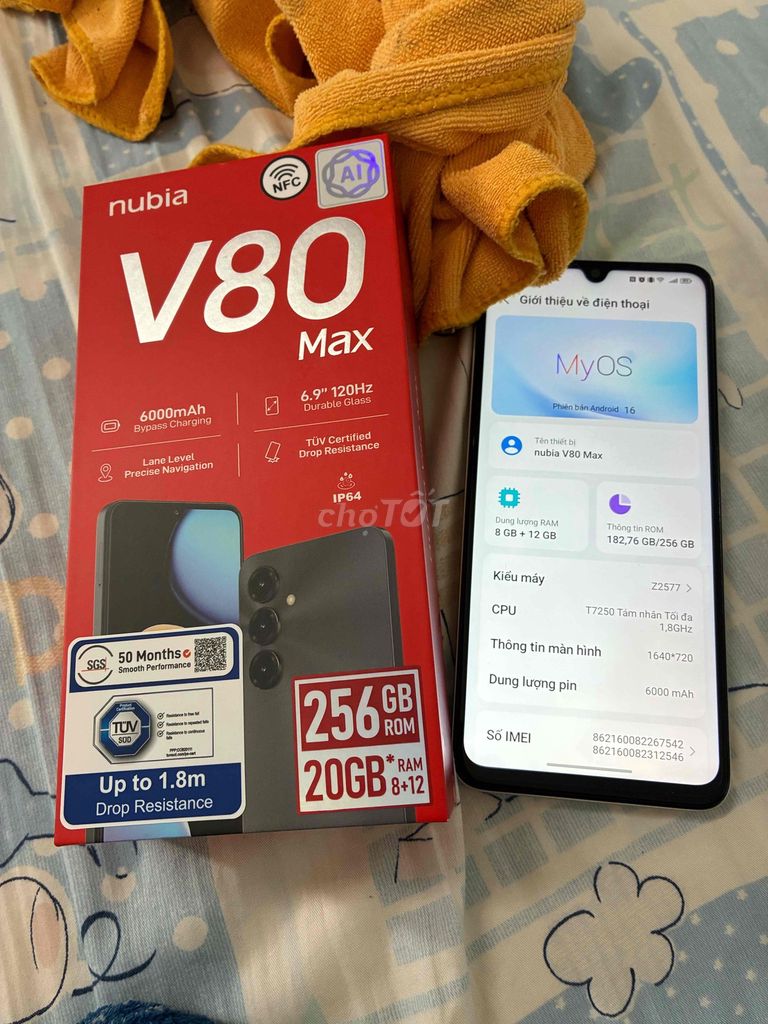Nubia V80 Max 256GB vàng. Mua bán Điện thoại tại Quận Bình Tân Tp Hồ Chí Minh được đăng bởi MHuy  hình 1