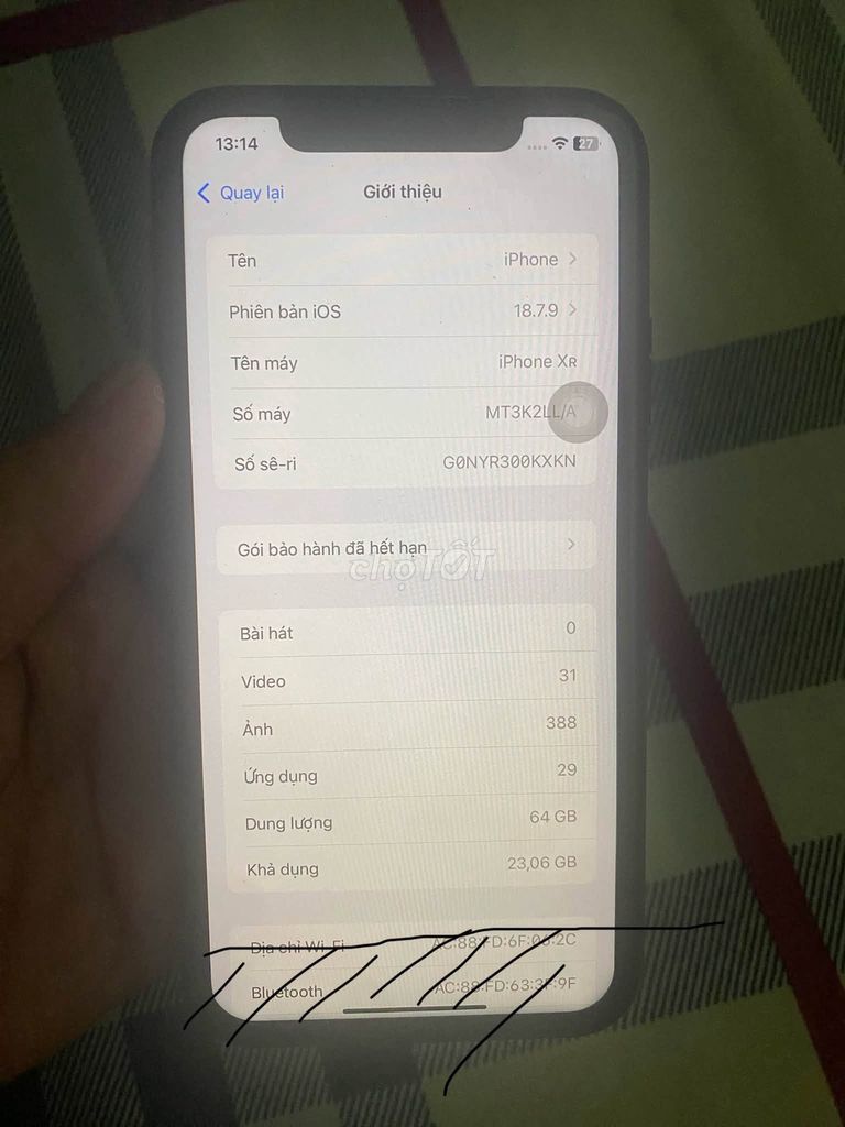 Apple iPhone XR 64GB Đen hư cam. Mua bán Điện thoại tại Quận 5 Tp Hồ Chí Minh được đăng bởi Hội Đồ Điện Tử hình 1