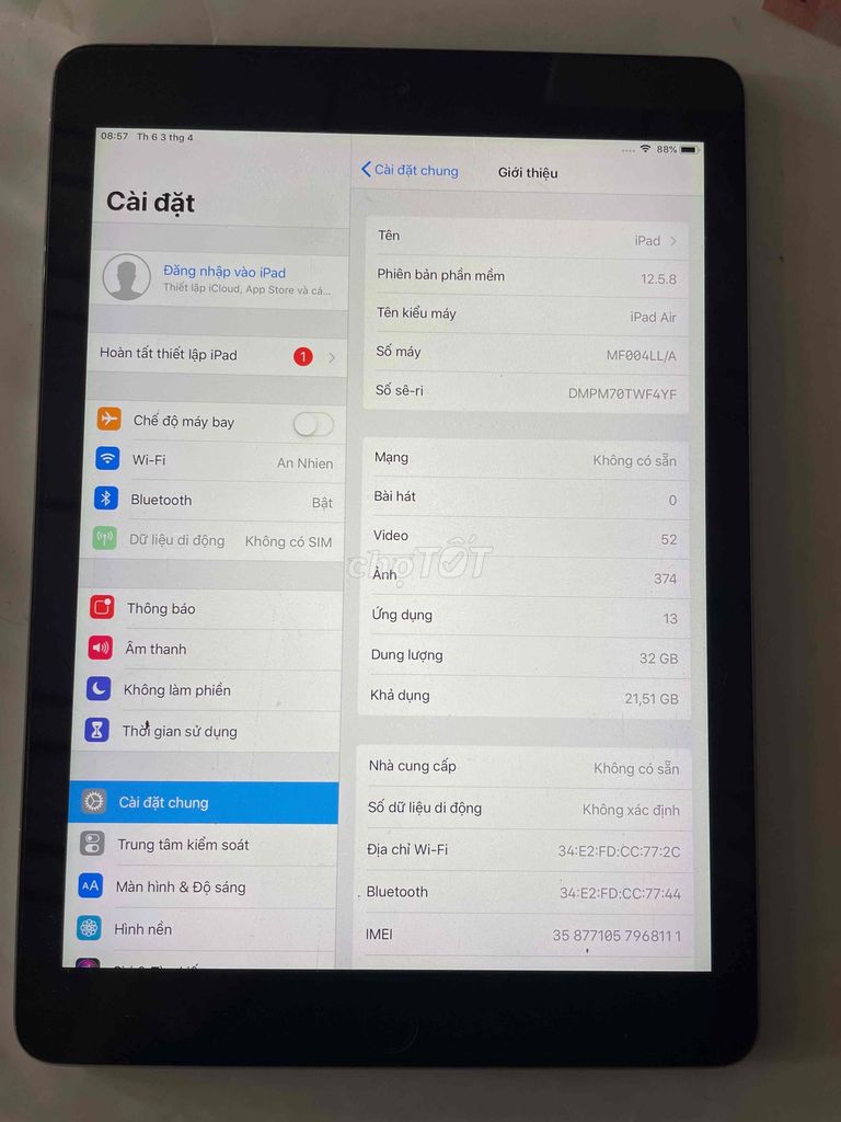 Apple iPad Air 32GB Xám. Mua bán Máy tính bảng tại Huyện Củ Chi Tp Hồ Chí Minh được đăng bởi HieuTran hình 1