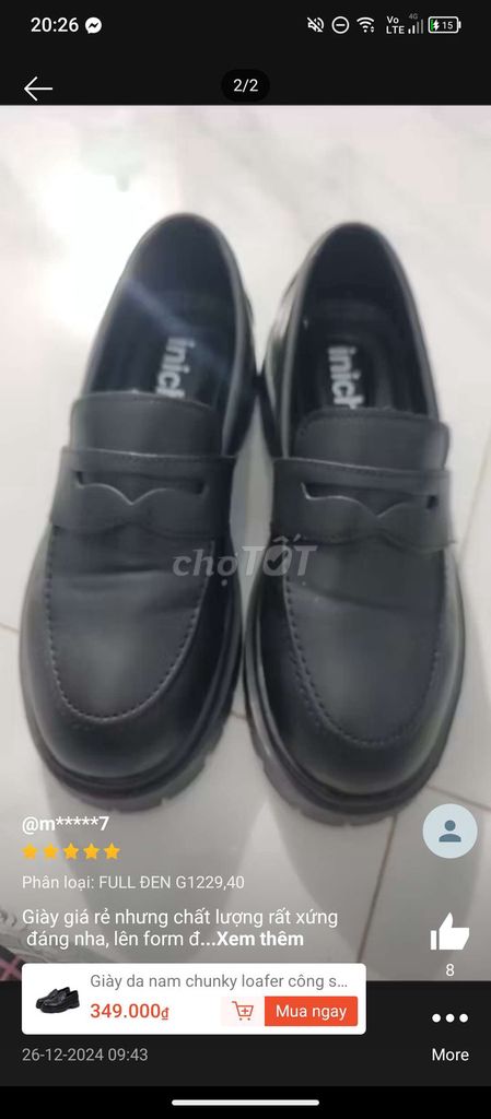 Giày Loafer Nam Da Đen Chunky. Mua bán Giày dép tại Thị xã Bến Cát Bình Dương được đăng bởi hahaha hình 1