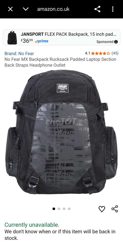 Balo No Fear Unisex Đen. Mua bán Túi xách tại Huyện Hoài Đức Hà Nội được đăng bởi HOÀNG ĐỨC hình 1