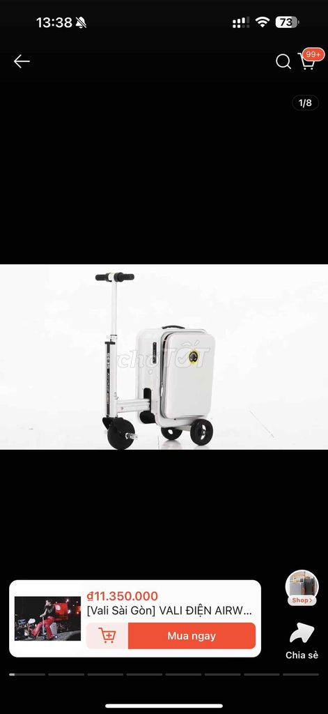 Vali điện ngồi lái Airwheel SE3S Màu bạc