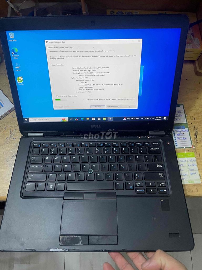 Laptop dell 7450 i7 5600u ram 8g ssd 240g vga 840m