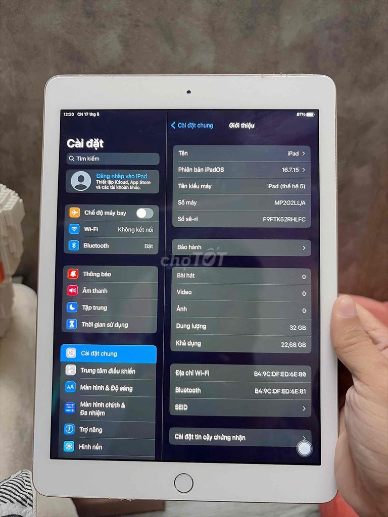 Apple iPad Gen 5 32G MVT. Mua bán Máy tính bảng tại Thành phố Biên Hòa Đồng Nai được đăng bởi Lucas Huỳnh hình 1