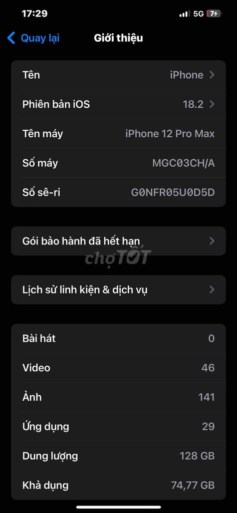 Apple iPhone 12 Pro Max 128GB Mất Face ID. Mua bán Điện thoại tại Huyện Bình Chánh Tp Hồ Chí Minh được đăng bởi anh béo hình 1