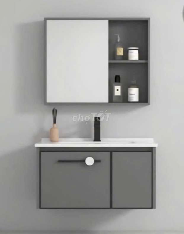 Bộ tủ lavabo treo tường Nhôm Sứ Xám. Mua bán Thiết bị vệ sinh, nhà tắm tại Quận Bình Tân Tp Hồ Chí Minh được đăng bởi NiNa SHOP hình 1