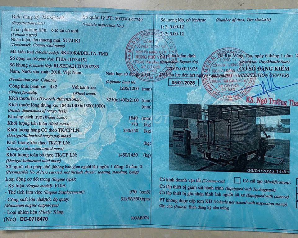 Cần bán xe Suzuki cóc 2018 thùng inox, 550kg. Mua bán Xe tải, xe ben tại Thành phố Dĩ An Bình Dương được đăng bởi Ngọc Linh hình 5