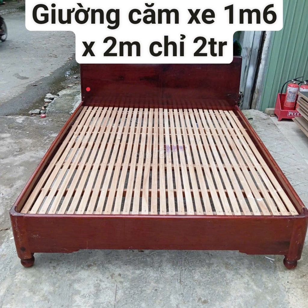 Giường gỗ căm xe 1m6, giường ngủ gỗ tự nhiên dày