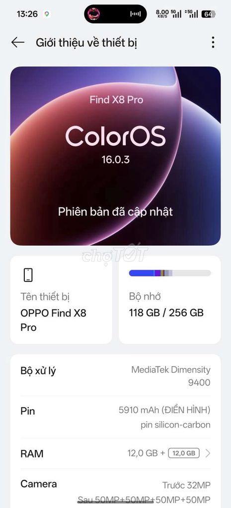 Oppo Find X8 Pro 256GB. Mua bán Điện thoại tại Thành phố Thủ Đức Tp Hồ Chí Minh được đăng bởi LV hình 1