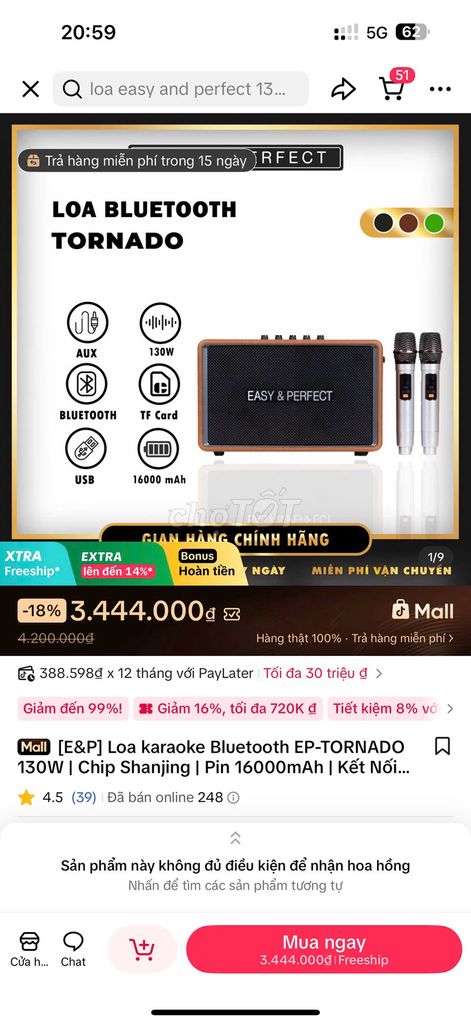 Loa karaoke Easy & Perfect EP-Tornado 130W. Mua bán Tivi, Âm thanh tại Thành phố Thuận An Bình Dương được đăng bởi Trọng Ân hình 1