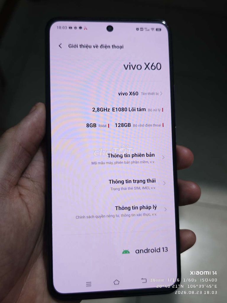 Vivo X60 8/128GB Đen. Mua bán Điện thoại tại Huyện Tiên Lãng Hải Phòng được đăng bởi Vinh Đỗ Đăng hình 1