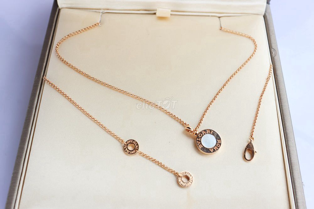 Dây chuyền Nữ BVLgari Vàng Hồng 18K mặt Xà Cừ