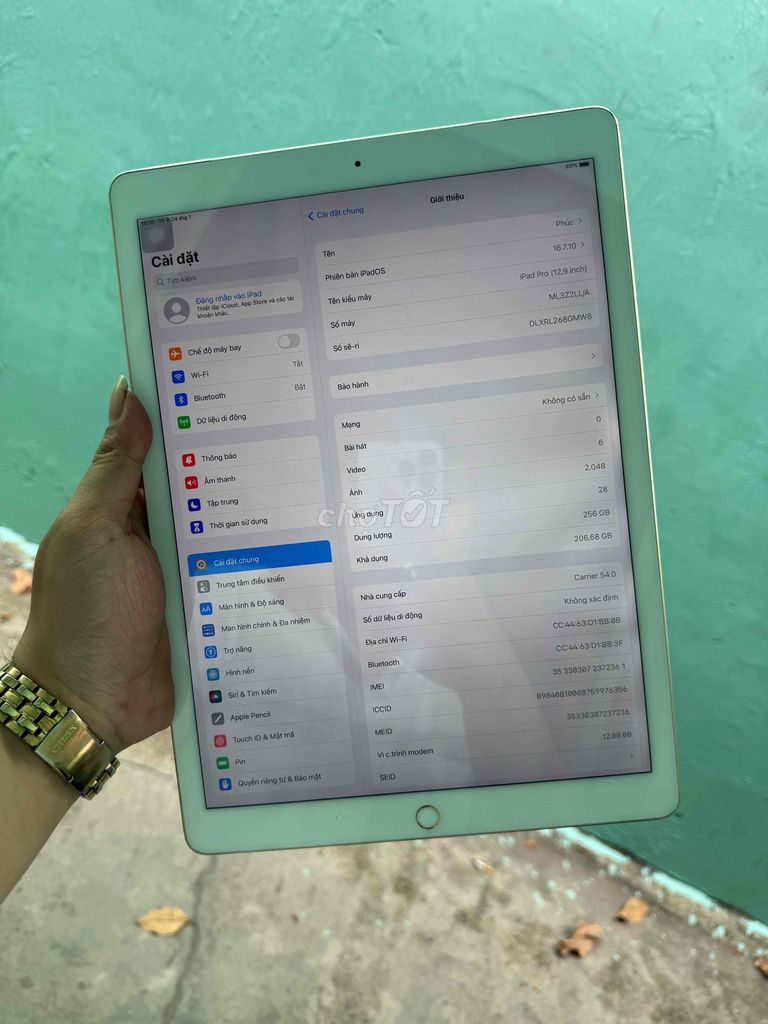 ipad pro 2017 12.9 gold 256gb 4g zin đẹp 99% LL/a