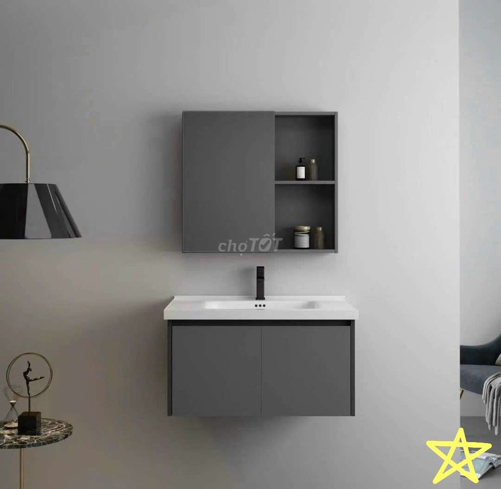 BỘ TỦ CHẬU LAVABO LIỀN GƯƠNG CAO CẤP