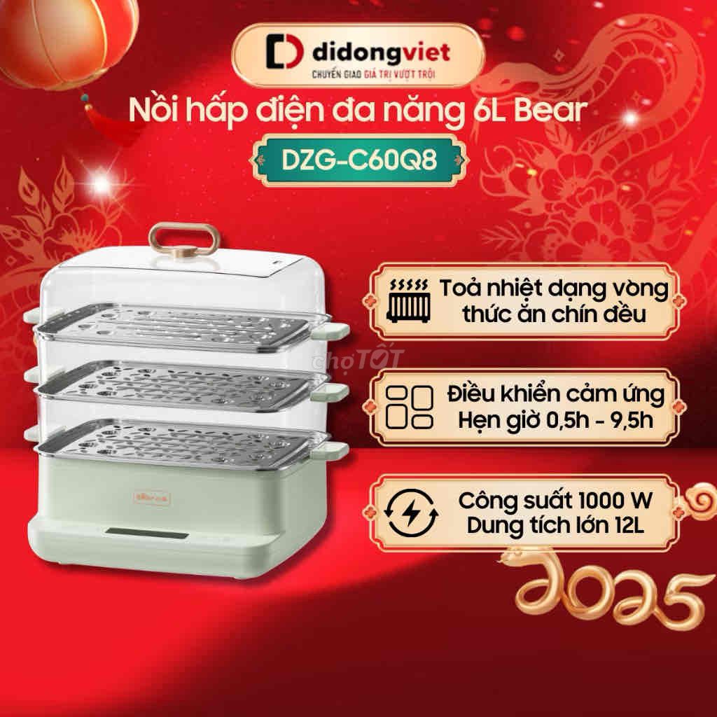 Nồi hấp đa năng 12L 3 tầng Bear DZG-CA2G2 | 800W-