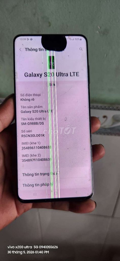 Samsung S20 Ultra 5G 128GB Xám. Mua bán Điện thoại tại Quận 12 Tp Hồ Chí Minh được đăng bởi Lý Thanh hieu hình 1
