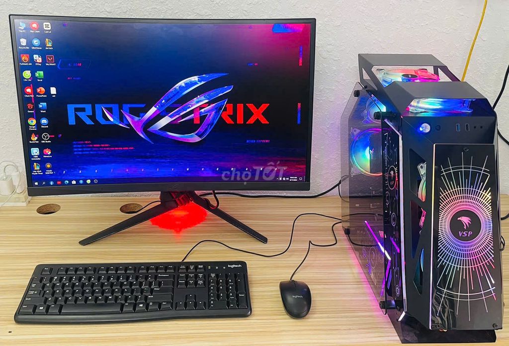 B460 i5 10400f RTX 2060 Màn 27" Rog XG27VQ 144hz