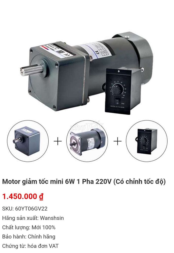 Motor giảm tốc Wanshin 60YT06GV22  . Mua bán Đồ chuyên dụng, Giống nuôi trồng tại Thành phố Thủ Đức Tp Hồ Chí Minh được đăng bởi hoan hình 1