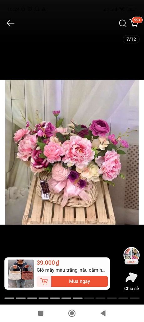 Giỏ mây trắng size to trang trí. Mua bán Cây cảnh, đồ trang trí tại Quận 12 Tp Hồ Chí Minh được đăng bởi Kim Huyên hình 1