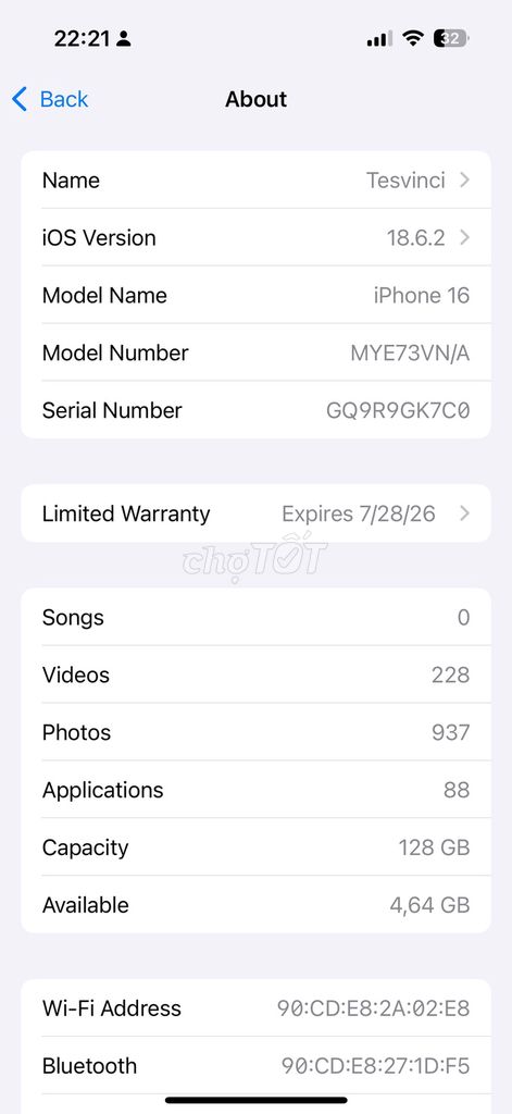 Apple iPhone 16 128GB Đen. Mua bán Điện thoại tại Quận Ngũ Hành Sơn Đà Nẵng được đăng bởi Tuan hình 1