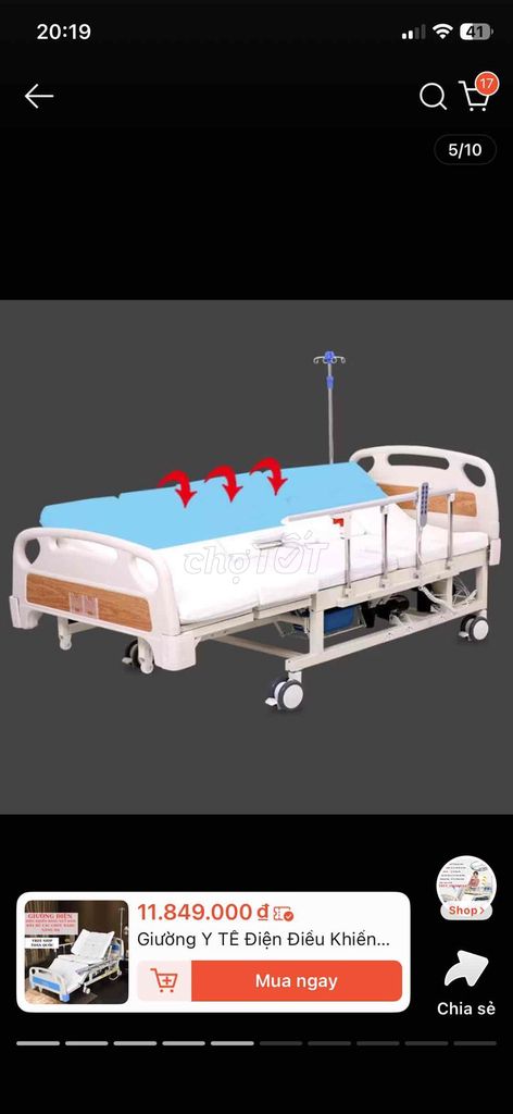 Giường y tế Kim loại Điều khiển điện. Mua bán Nội thất, đồ gia dụng khác tại Quận Hai Bà Trưng Hà Nội được đăng bởi Vũ đức Long hình 1