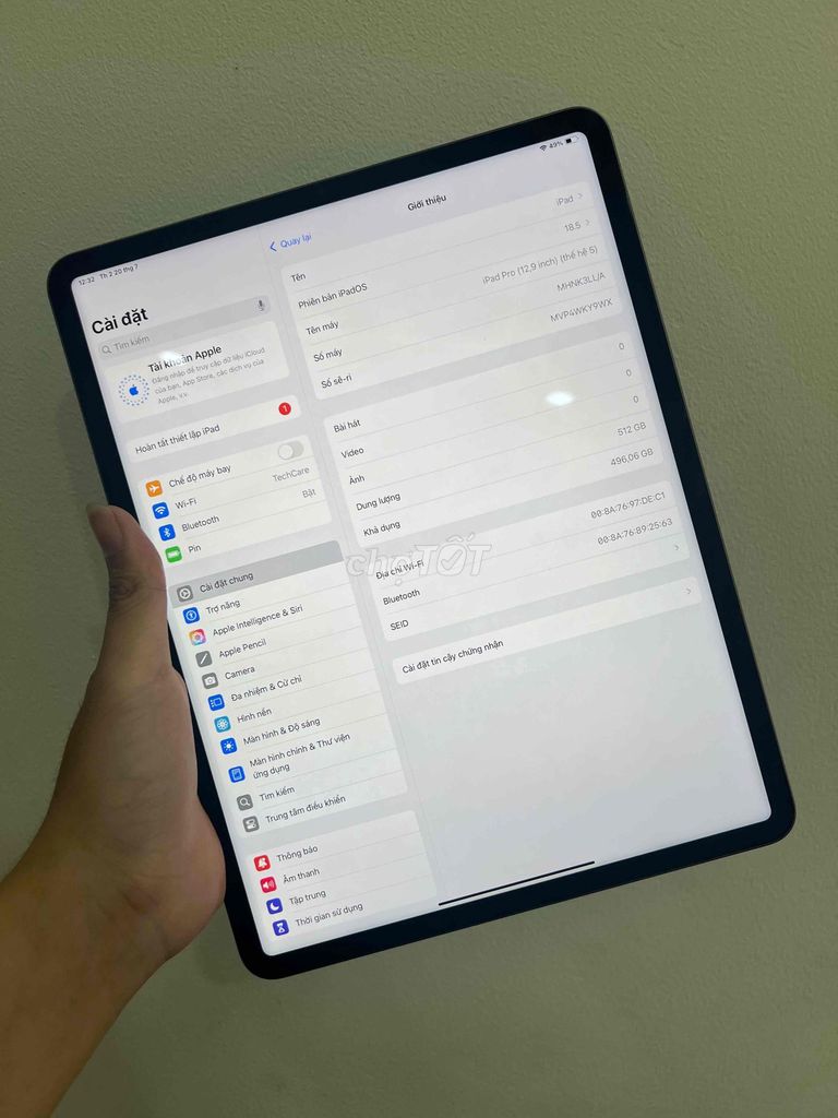 iPad Pro M1 12.9 inch 512GB Xám thanh lý rẻ. Mua bán Máy tính bảng tại Quận Tân Bình Tp Hồ Chí Minh được đăng bởi TechCare hình 1