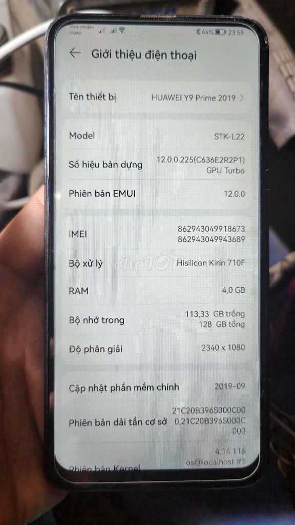 Huawei Y9prime 128g main zin full cn lỗi cam trước