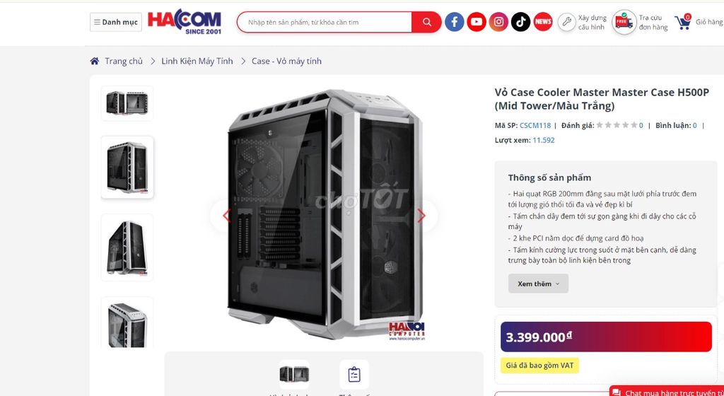 Vỏ Case Cooler Master Master Case H500P 1450k