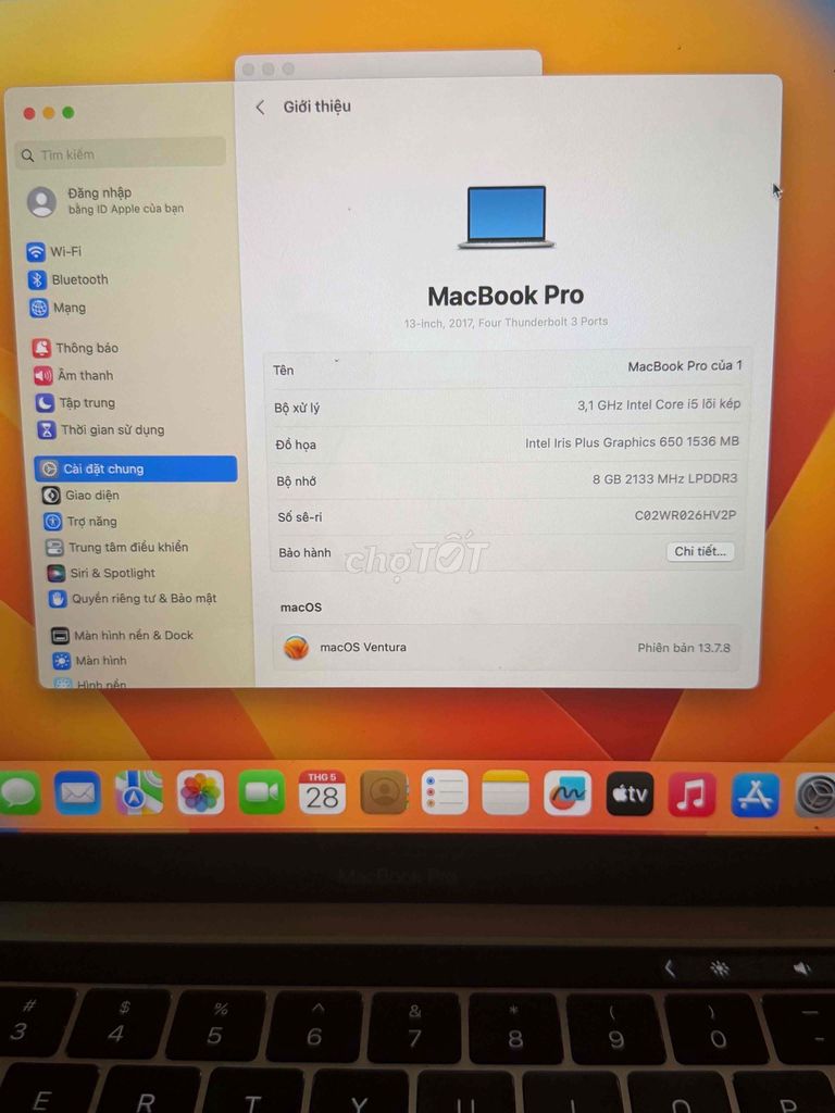 Apple Macbook Pro 2017 13" i5 8GB/512GB. Mua bán Laptop tại Quận Hoàng Mai Hà Nội được đăng bởi Gia Hân Computer hình 1