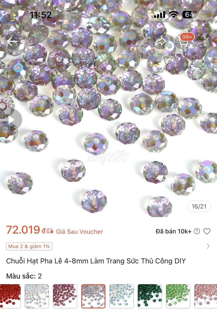 Hạt pha lê làm trang sức, handmade 8mm. Mua bán Sở thích khác tại Quận Liên Chiểu Đà Nẵng được đăng bởi Mimi hình 1