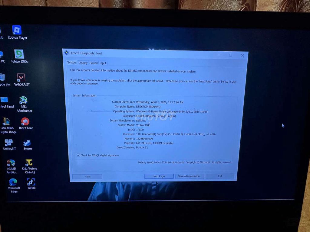 Dell Vostr***5G7 8GB/256GB. Mua bán Laptop tại Quận Thanh Xuân Hà Nội được đăng bởi duythanh hình 1