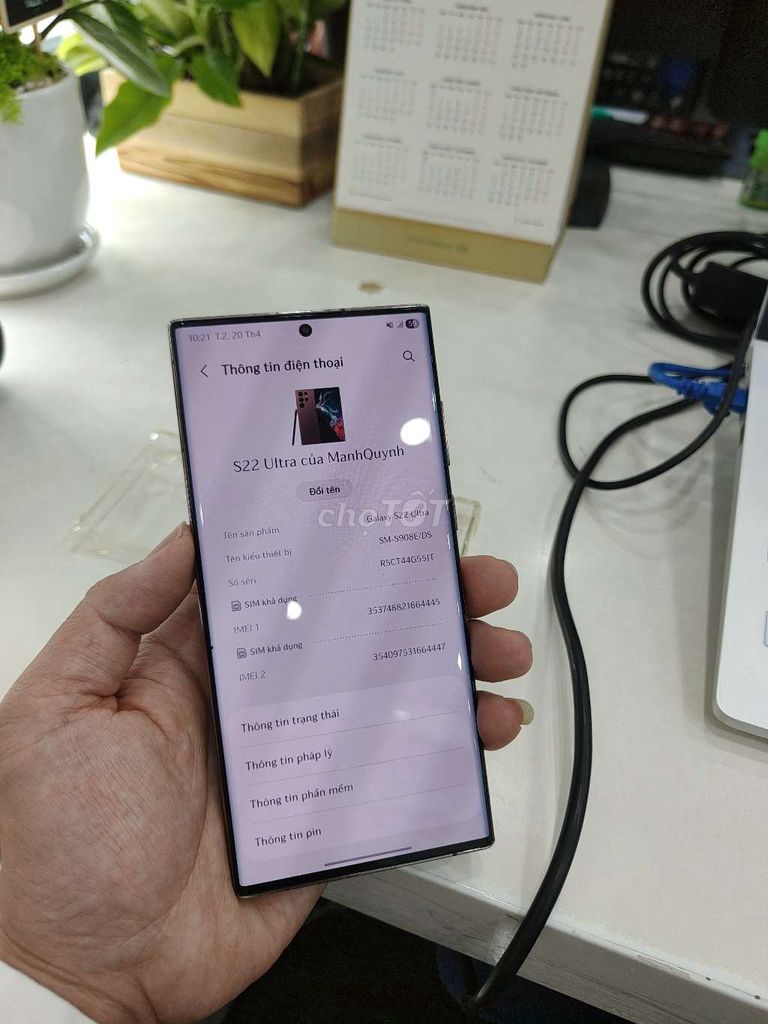 Samsung S22 Ultra 128GB Tím Đã sử dụng. Mua bán Điện thoại tại Quận 5 Tp Hồ Chí Minh được đăng bởi ManhQuynh hình 1