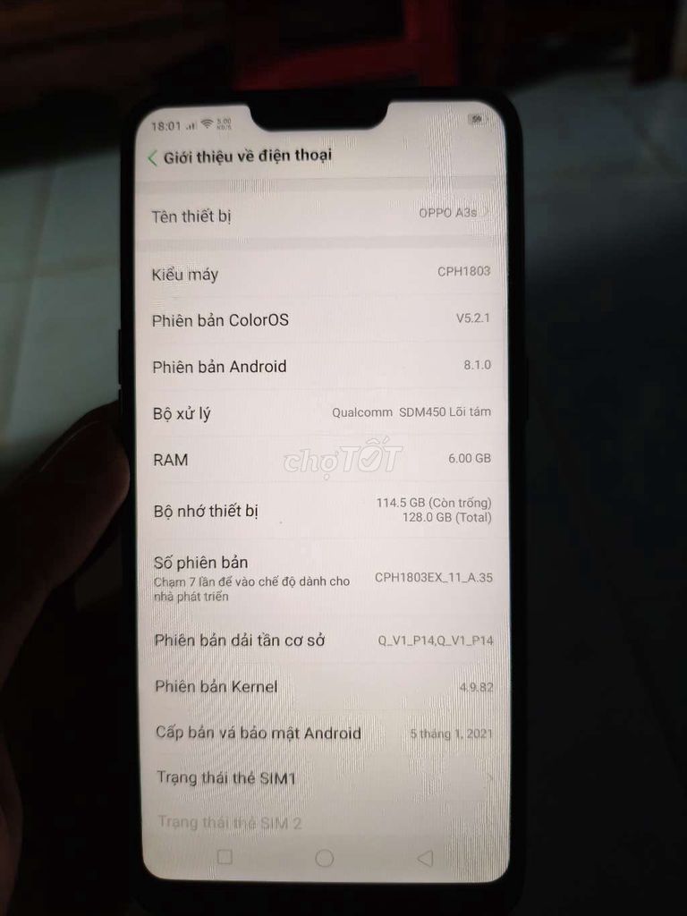 OPPO A3s 128GB. Mua bán Điện thoại tại Huyện Củ Chi Tp Hồ Chí Minh được đăng bởi Trần Nam hình 1